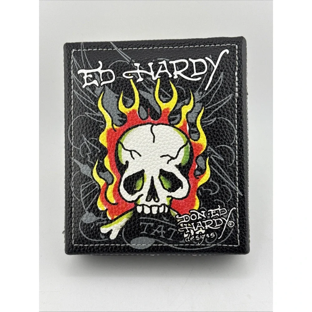 Ed Hardy Multicolor Men's Bifold Wallet Art Design Multiple Card Slots ID Window